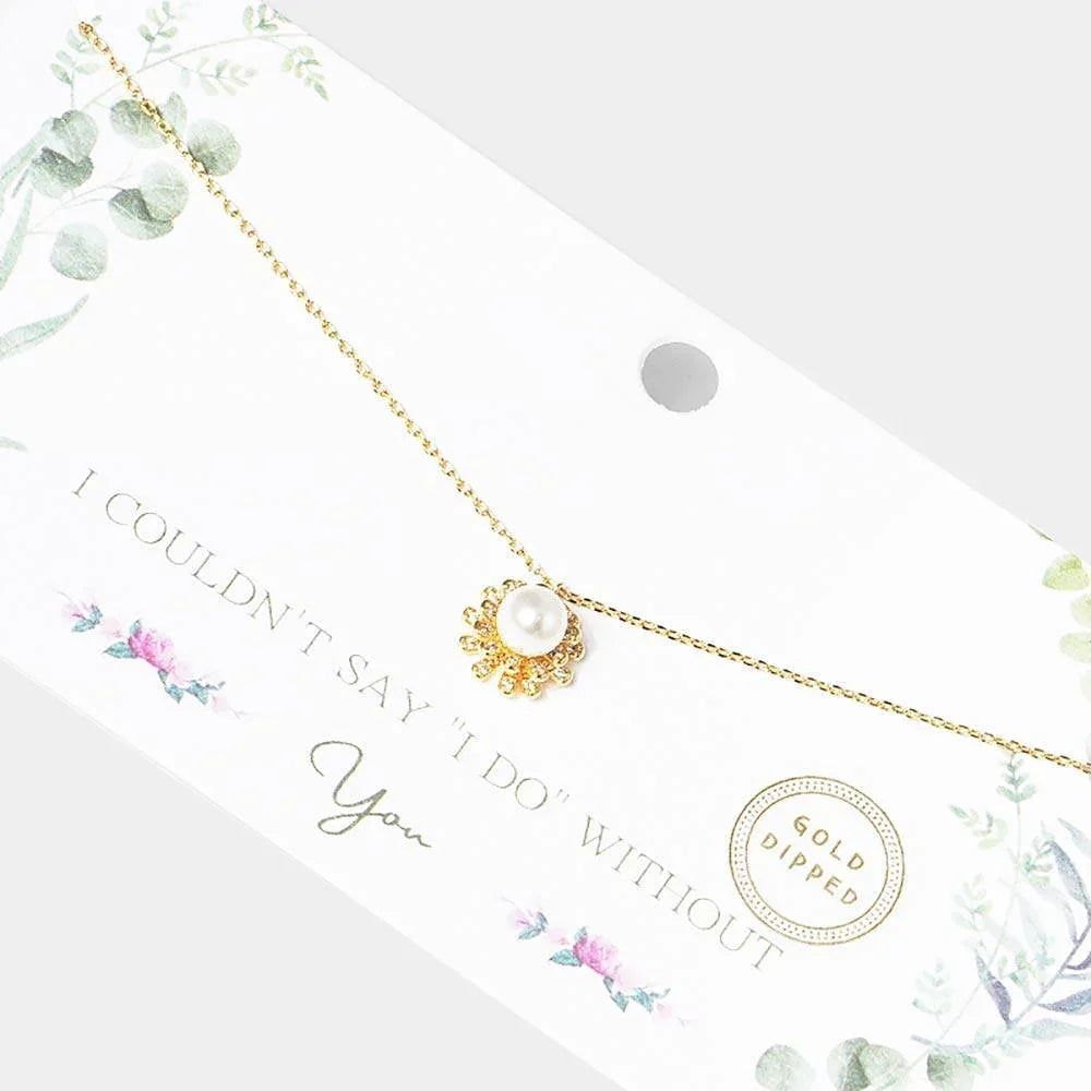 Gold Gold Dipped Pearl Accented CZ Trimmed Pendant Necklace - Jewelry Store by Erik Rayo
