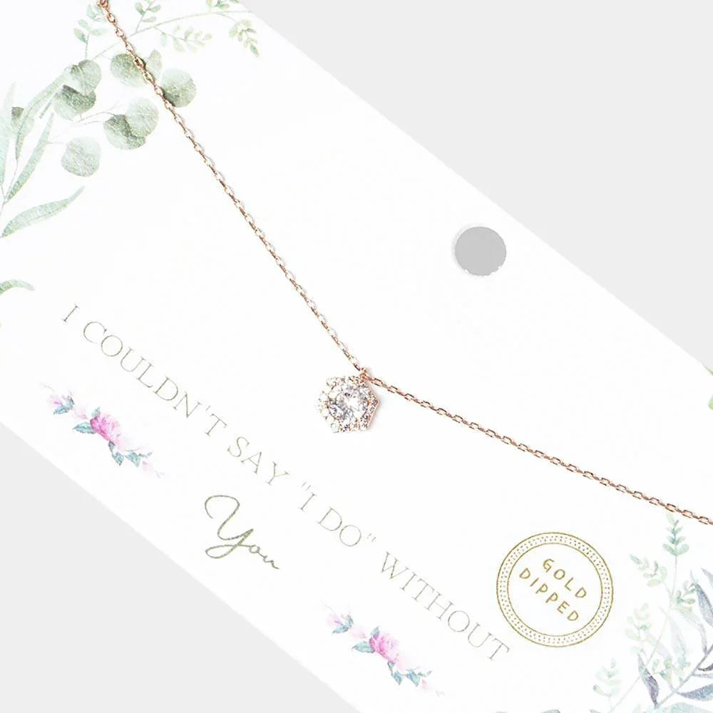 Rose Gold Gold Dipped CZ Hexagon Pendant Necklace - Jewelry Store by Erik Rayo