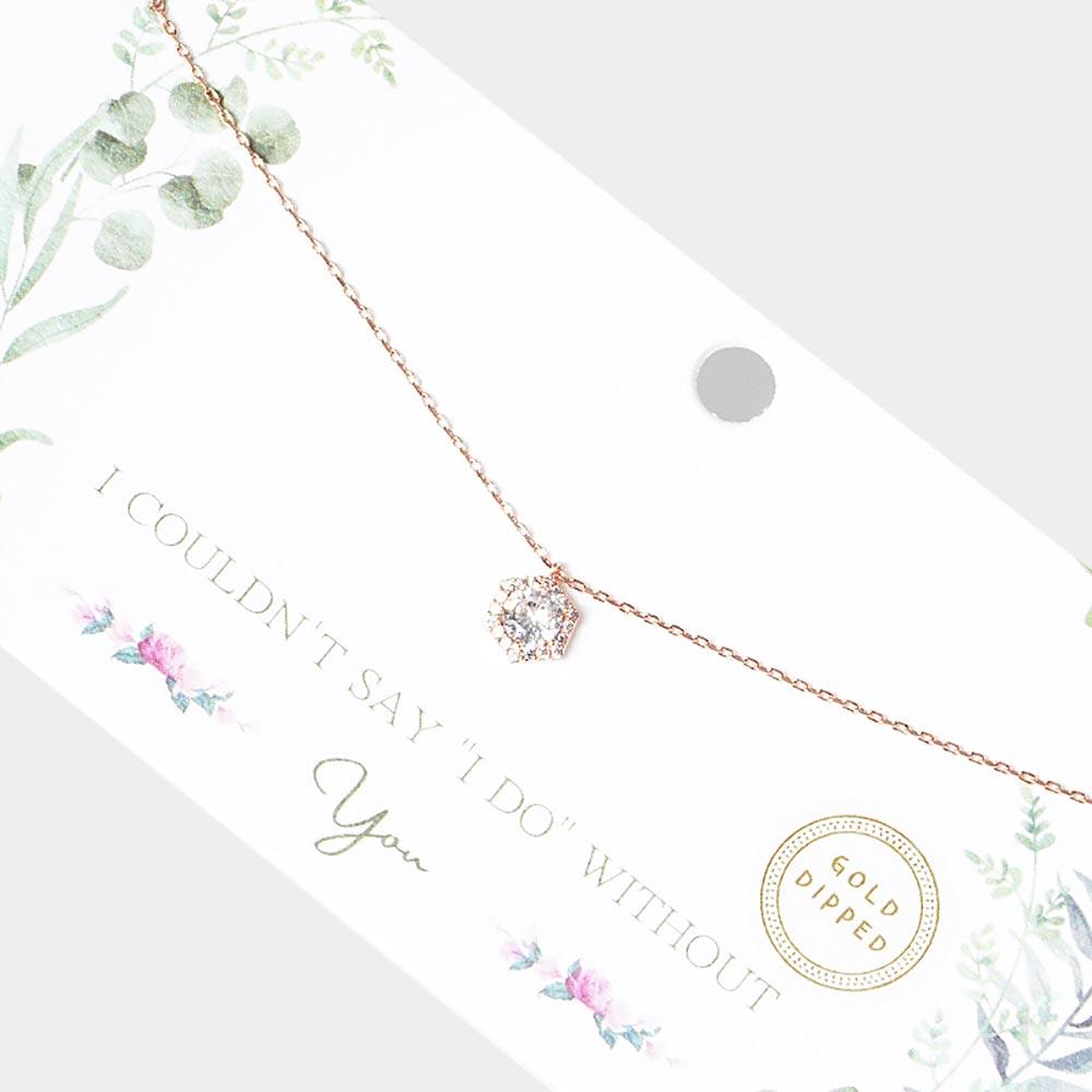 Rose Gold Gold Dipped CZ Hexagon Pendant Necklace