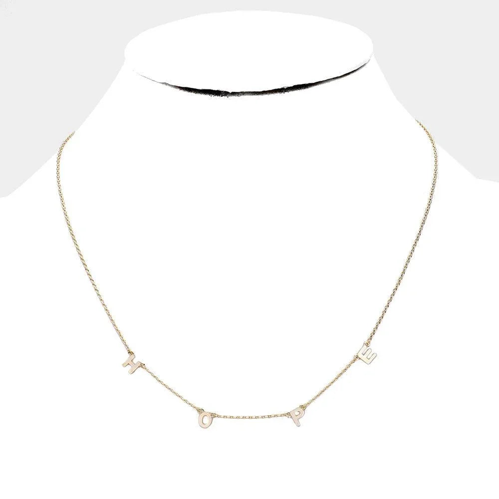 Gold Brass Metal Hope Pendant Necklace - Jewelry Store by Erik Rayo