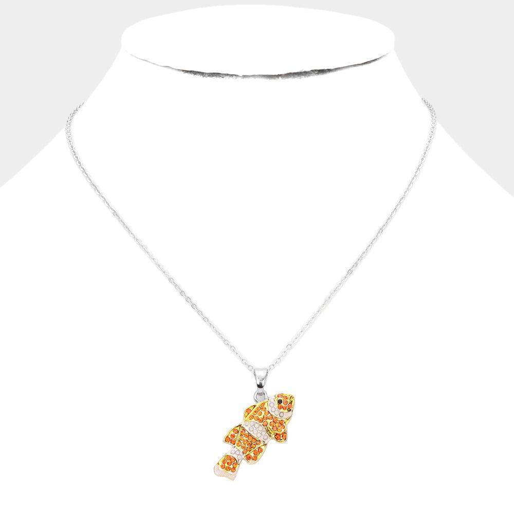 Rhinestone Embellished Clownfish Pendant Necklace - Jewelry Store by Erik Rayo