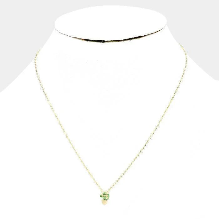 Gold Cactus Cubic Zirconia Pave Pendant Necklace - Jewelry Store by Erik Rayo