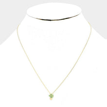 Load image into Gallery viewer, Gold Cactus Cubic Zirconia Pave Pendant Necklace
