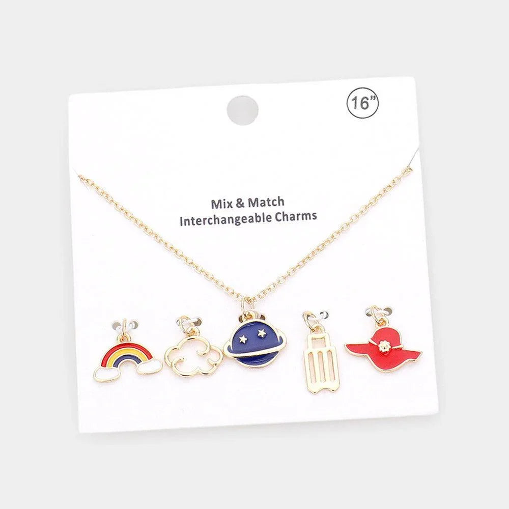 Gold Rainbow Cloud Space Hat Interchangeable Pendant Necklace - Jewelry Store by Erik Rayo