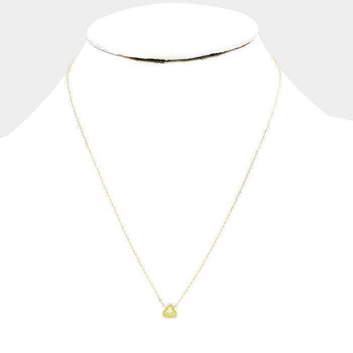 Yellow Gold Dipped Cubic Zirconia Triangle Pendant Necklace - Jewelry Store by Erik Rayo