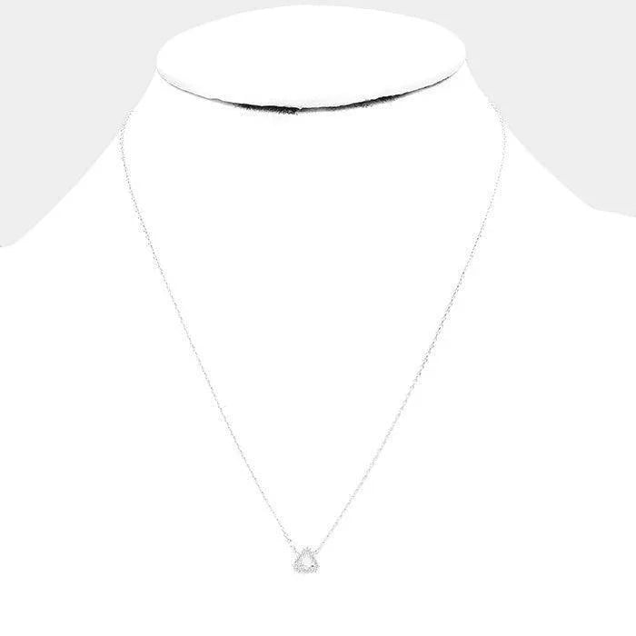 Clear Gold Dipped Cubic Zirconia Triangle Pendant Necklace - Jewelry Store by Erik Rayo