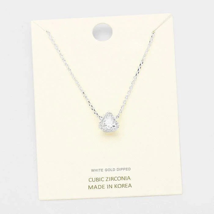 Clear Gold Dipped Cubic Zirconia Triangle Pendant Necklace - Jewelry Store by Erik Rayo