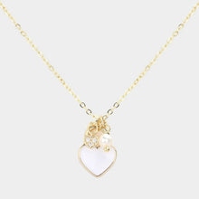 Load image into Gallery viewer, White Enamel Heart Pearl Pendant Necklace
