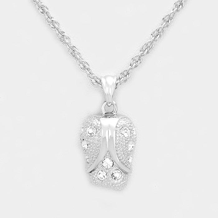 Silver Accented Rhinestone Pendant Necklace