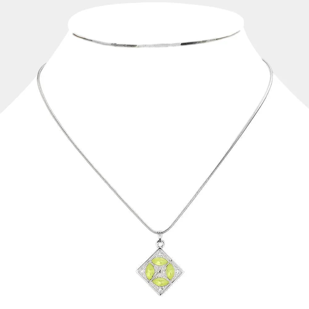 Rhinestone Square Pendant Necklace - Jewelry Store by Erik Rayo