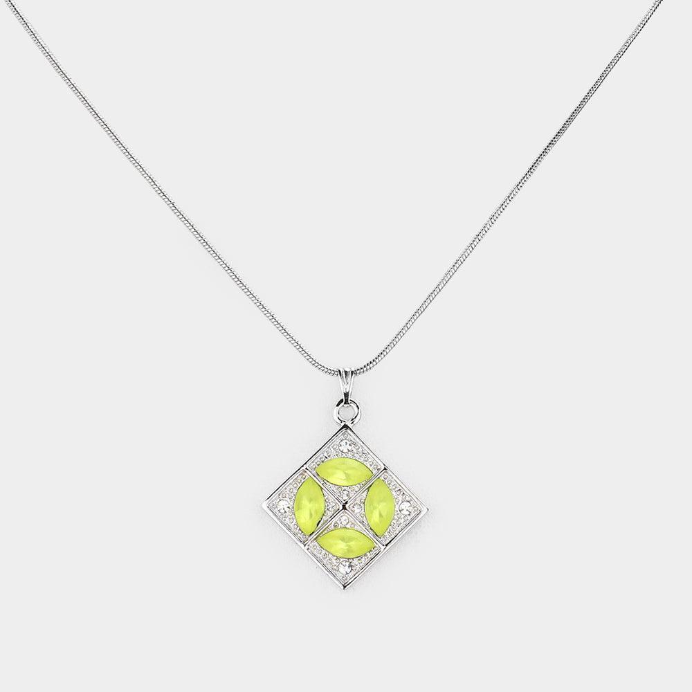 Rhinestone Square Pendant Necklace - Jewelry Store by Erik Rayo