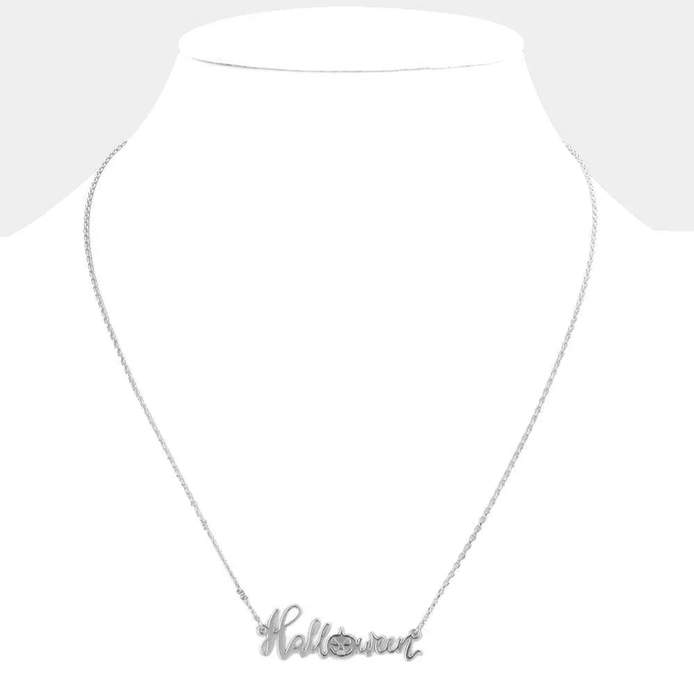 Halloween Metal Message Pendant Necklace - Jewelry Store by Erik Rayo