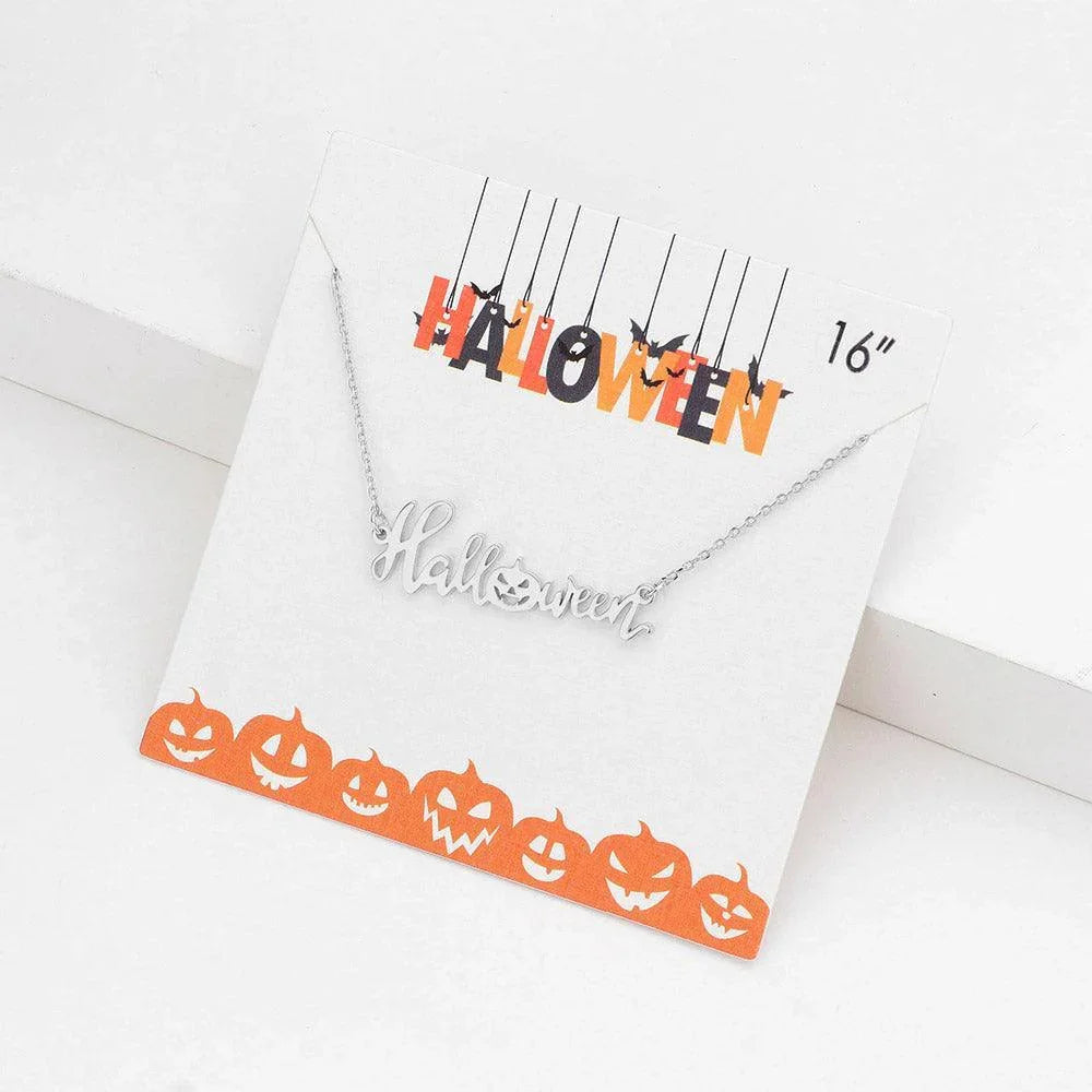Halloween Metal Message Pendant Necklace - Jewelry Store by Erik Rayo
