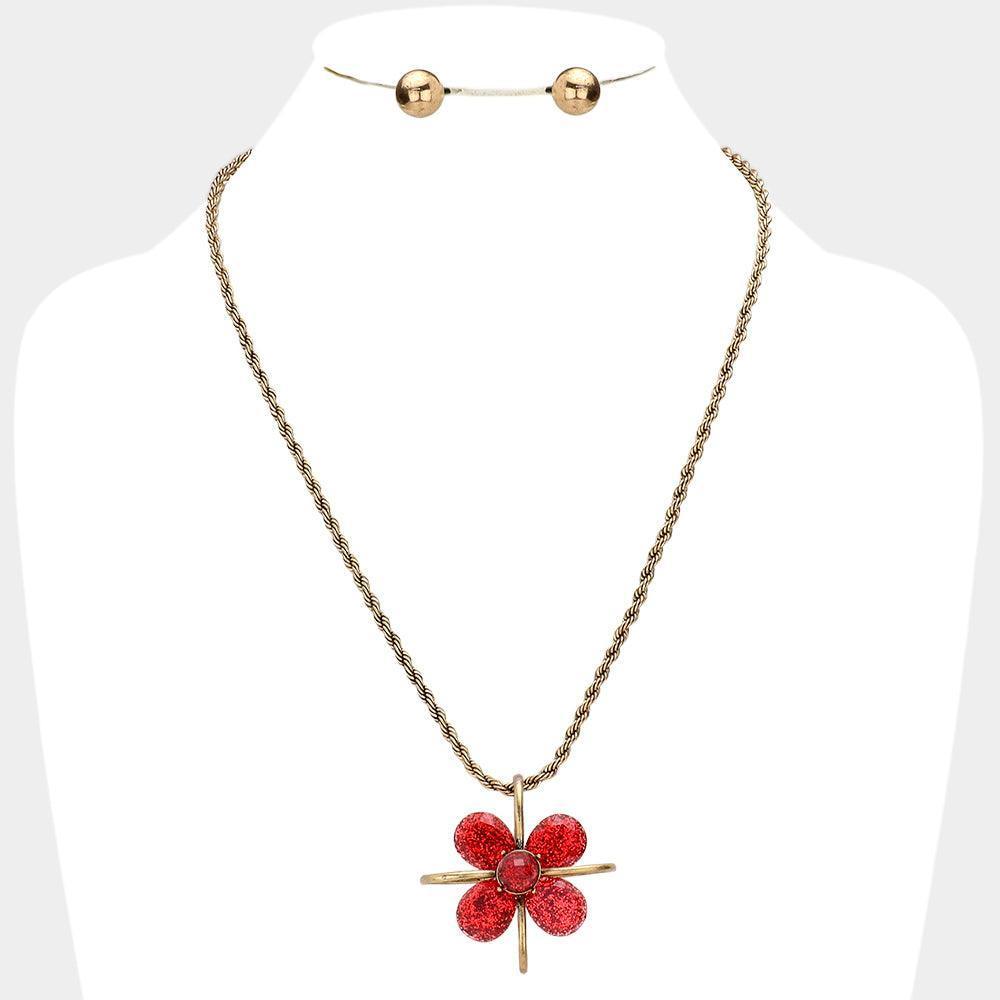 Red Flower Pendant Necklace - Jewelry Store by Erik Rayo
