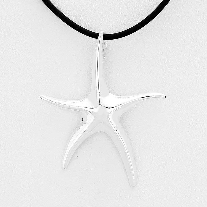 Silver Cord Metal Starfish Pendant Necklace - Jewelry Store by Erik Rayo