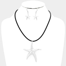 Load image into Gallery viewer, Silver Cord Metal Starfish Pendant Necklace
