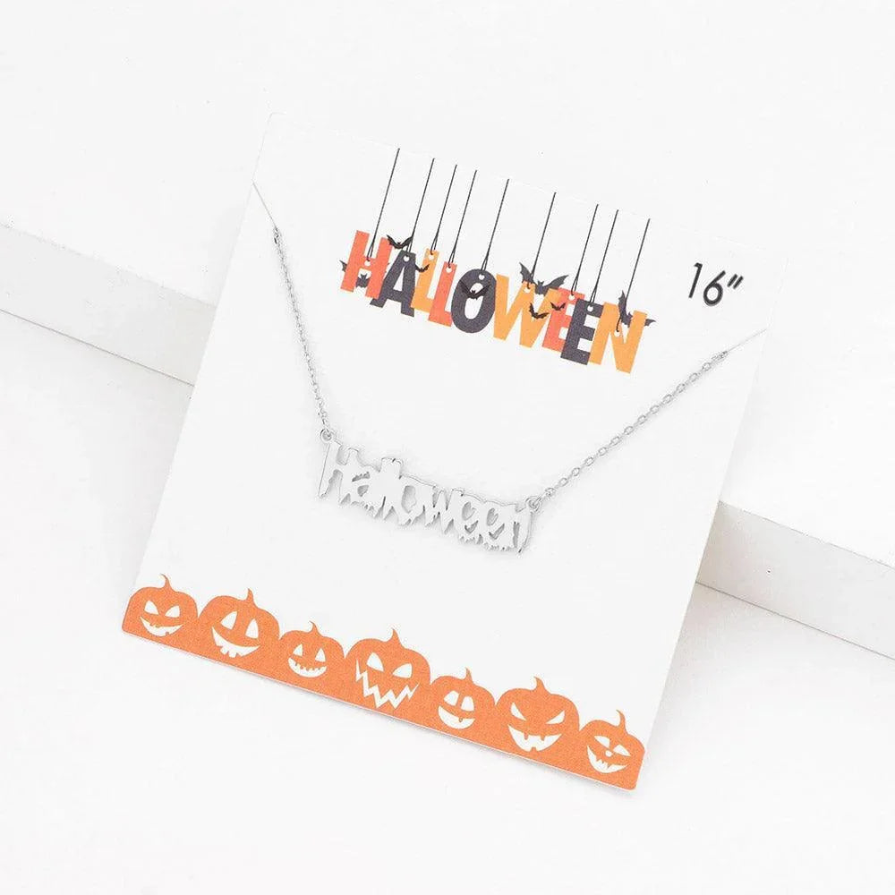 Halloween Metal Message Pendant Necklace - Jewelry Store by Erik Rayo