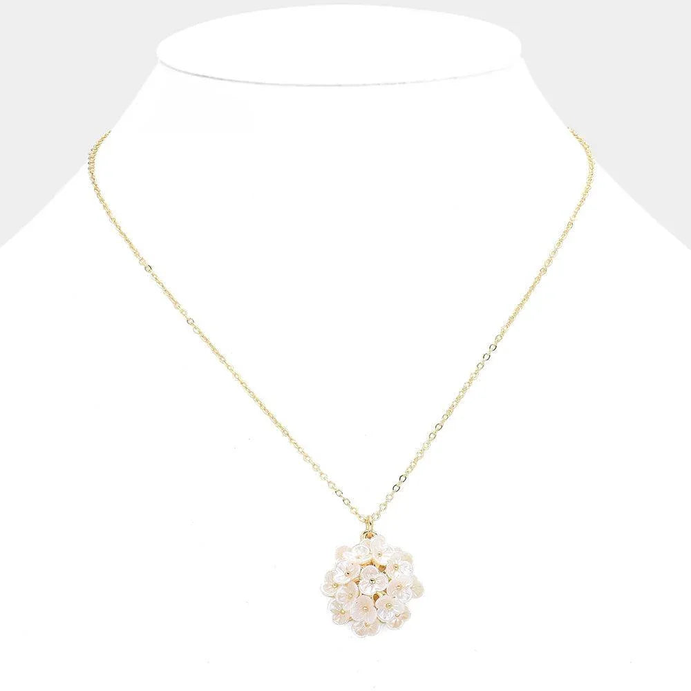 Cream Fresh Water Peal Flower Bouquet Pendant Necklace - Jewelry Store by Erik Rayo