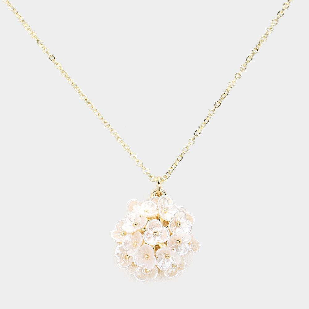 Cream Fresh Water Peal Flower Bouquet Pendant Necklace - Jewelry Store by Erik Rayo