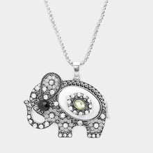 Load image into Gallery viewer, White Stone Embellished Elephant Pendant Necklace
