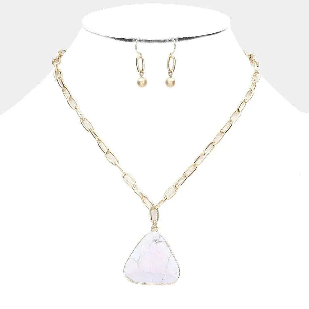 Triangle Natural Stone Pendant Necklace - Jewelry Store by Erik Rayo