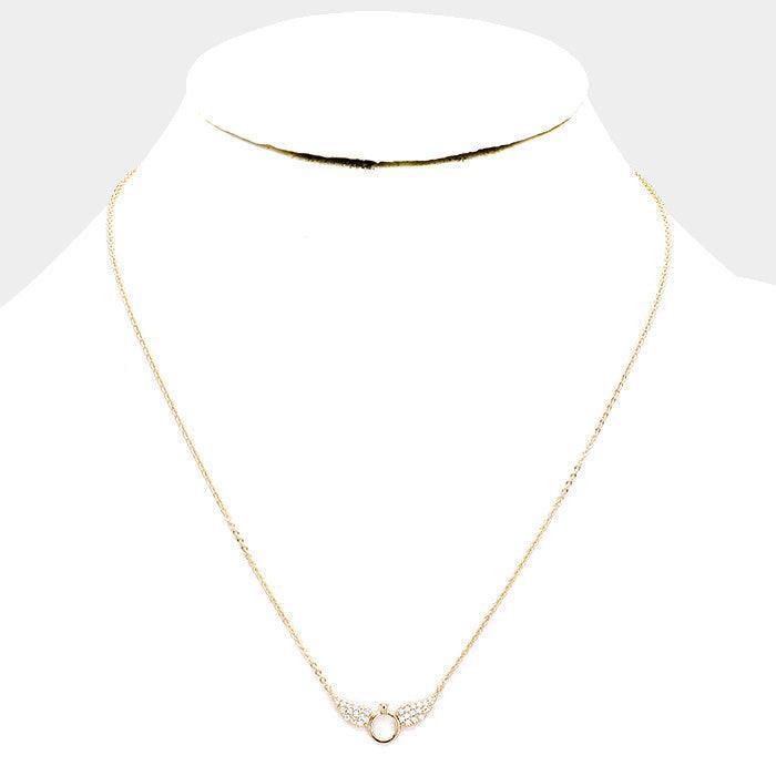 Gold Gold Dipped Cubic Zirconia Wings Pendant Necklace - Jewelry Store by Erik Rayo