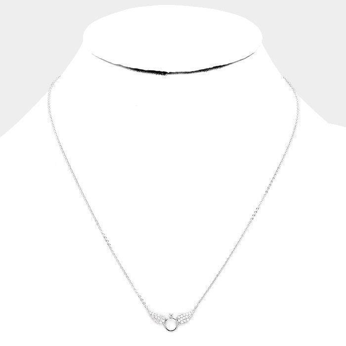 Gold White Gold Dipped Cubic Zirconia Wings Pendant Necklace - Jewelry Store by Erik Rayo