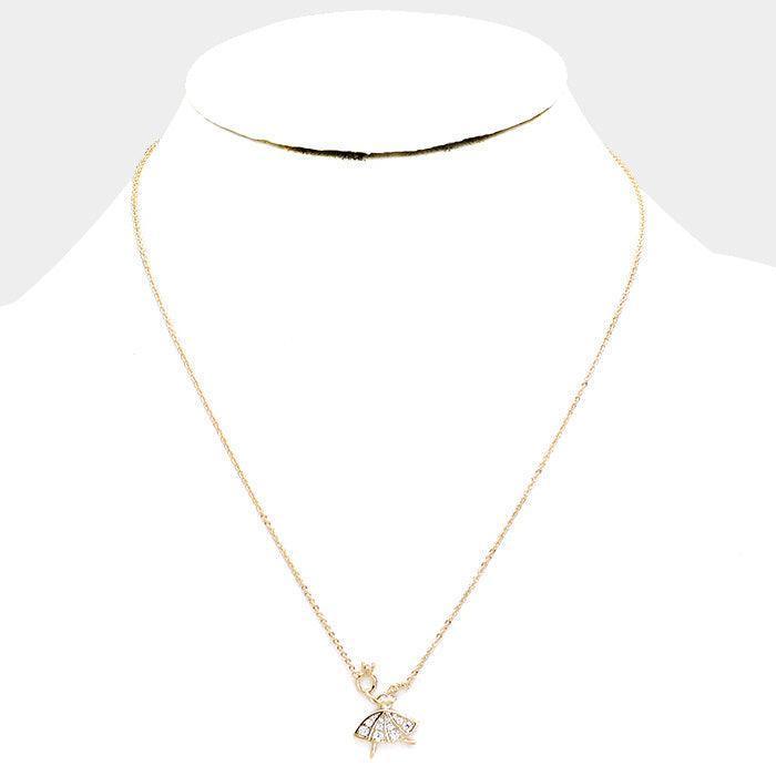 Gold Gold Dipped Cubic Zirconia Ballerina Pendant Necklace - Jewelry Store by Erik Rayo