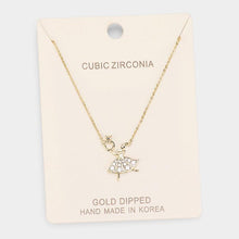 Load image into Gallery viewer, Gold Gold Dipped Cubic Zirconia Ballerina Pendant Necklace
