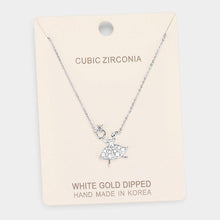 Load image into Gallery viewer, Clear White Gold Dipped Cubic Zirconia Ballerina Pendant Necklace
