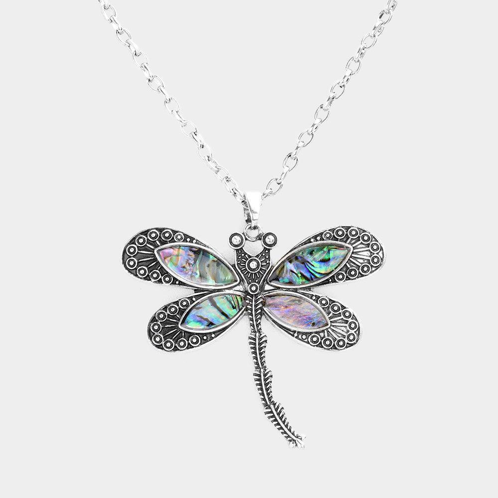 Abalone Dragonfly Pendant Necklace - Jewelry Store by Erik Rayo