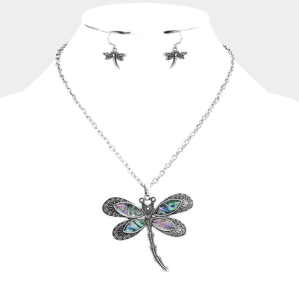 Abalone Dragonfly Pendant Necklace - Jewelry Store by Erik Rayo