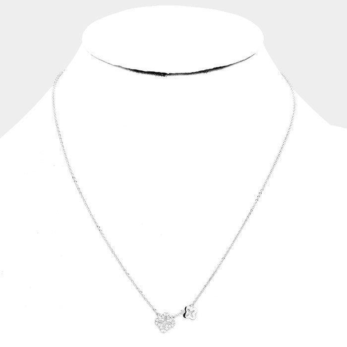 Gold White Gold Dipped Cubic Zirconia Quatrefoil Pendant Necklace - Jewelry Store by Erik Rayo