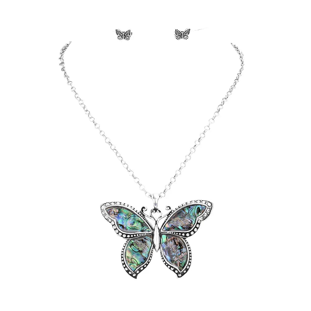Abalone Butterfly Pendant Necklace - Jewelry Store by Erik Rayo