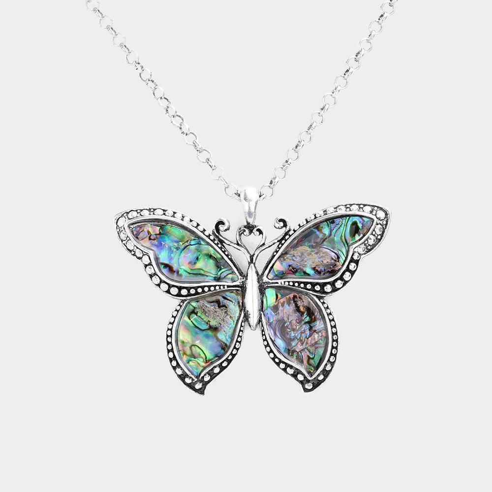 Abalone Butterfly Pendant Necklace - Jewelry Store by Erik Rayo