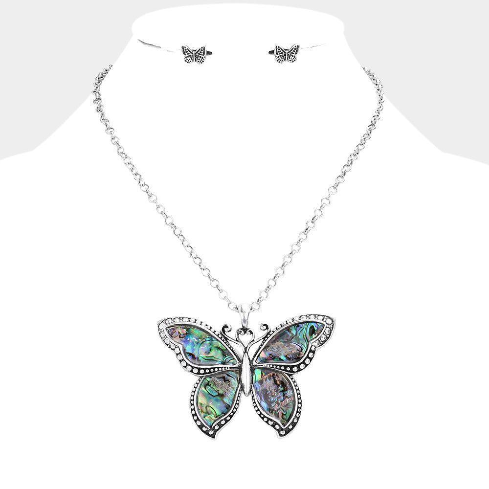 Abalone Butterfly Pendant Necklace - Jewelry Store by Erik Rayo