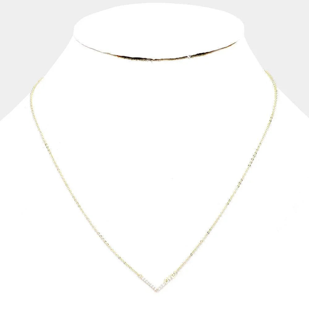 Gold Rhinestone Love Pendant Necklace - Jewelry Store by Erik Rayo