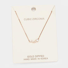 Load image into Gallery viewer, Rose Gold Gold Dipped Cubic Zirconia Fishbone Pendant Necklace
