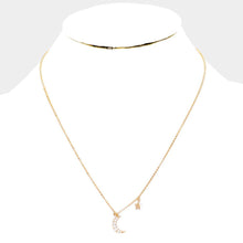 Load image into Gallery viewer, Gold Gold Dipped Cubic Zirconia Moon Star Pendant Necklace
