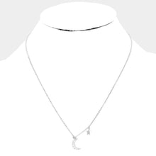 Load image into Gallery viewer, Gold White Gold Dipped Cubic Zirconia Moon Star Pendant Necklace
