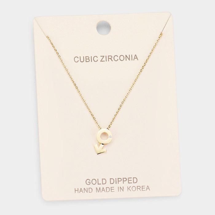 Gold Gold Dipped Cubic Zirconia Female Astrological Sign Pendant Necklace