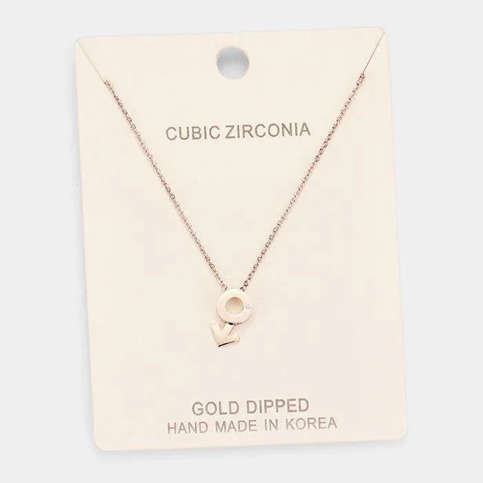 Rose Gold Gold Dipped Cubic Zirconia Female Astrological Sign Pendant Necklace - Jewelry Store by Erik Rayo