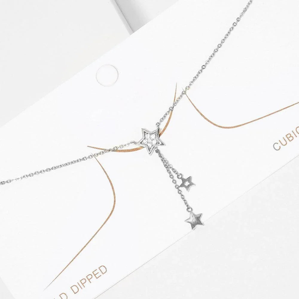 Gold White Gold Dipped Rhinestone Pave Star Pendant Necklace - Jewelry Store by Erik Rayo