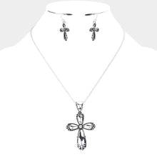 Load image into Gallery viewer, Silver Antique Metal Western Cross Pendant Necklace
