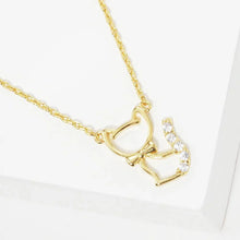 Load image into Gallery viewer, Gold Gold Dipped Rhinestone Embellished Cat Pendant Necklace

