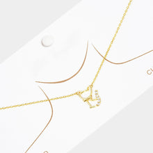 Load image into Gallery viewer, Gold Gold Dipped Rhinestone Embellished Cat Pendant Necklace
