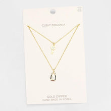 Load image into Gallery viewer, Gold Gold Dipped CZ Key and Lock Pendant Layered Necklace
