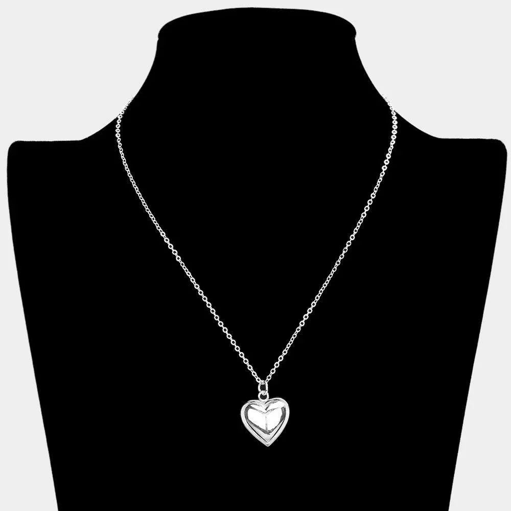Silver Silver Plated Metal Heart Pendant Necklace - Jewelry Store by Erik Rayo