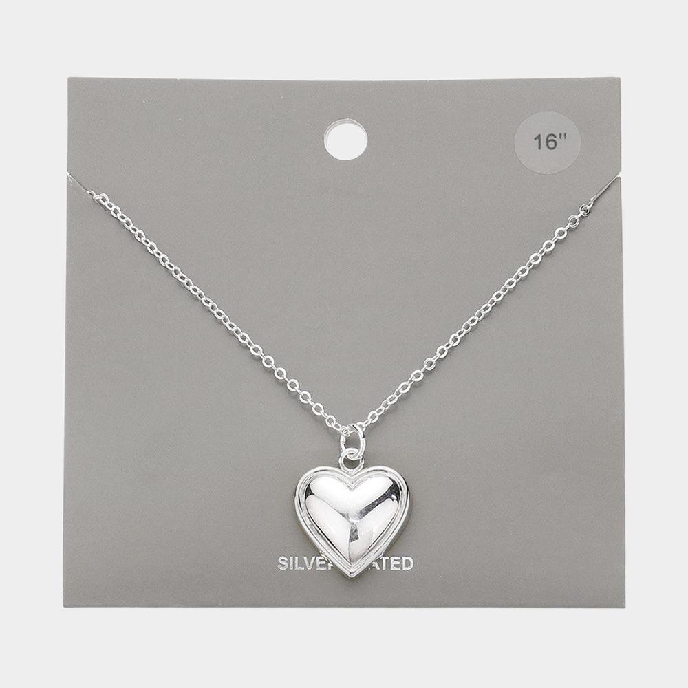 Silver Silver Plated Metal Heart Pendant Necklace - Jewelry Store by Erik Rayo