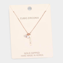 Load image into Gallery viewer, Rose Gold Gold Dipped CZ &#39;Love Me&#39; Heart Pendant Necklace
